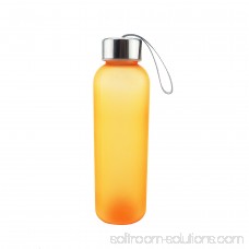 Minch Lanyard Scrub Leakproof Sport Outdoor Water Bottle 600ML ,Orangel Easy to Carry Plastic Bottle